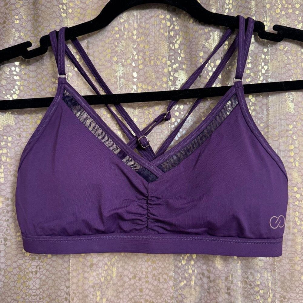 Calia By Carrie Underwood Ruched Purple Blackberry Cordial Swim Top Small